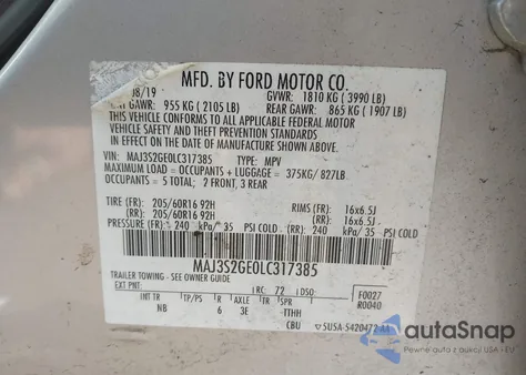 2020 Ford Ecosport Se z USA, uszkodzony, nr VIN MAJ3S2GE0LC317385
